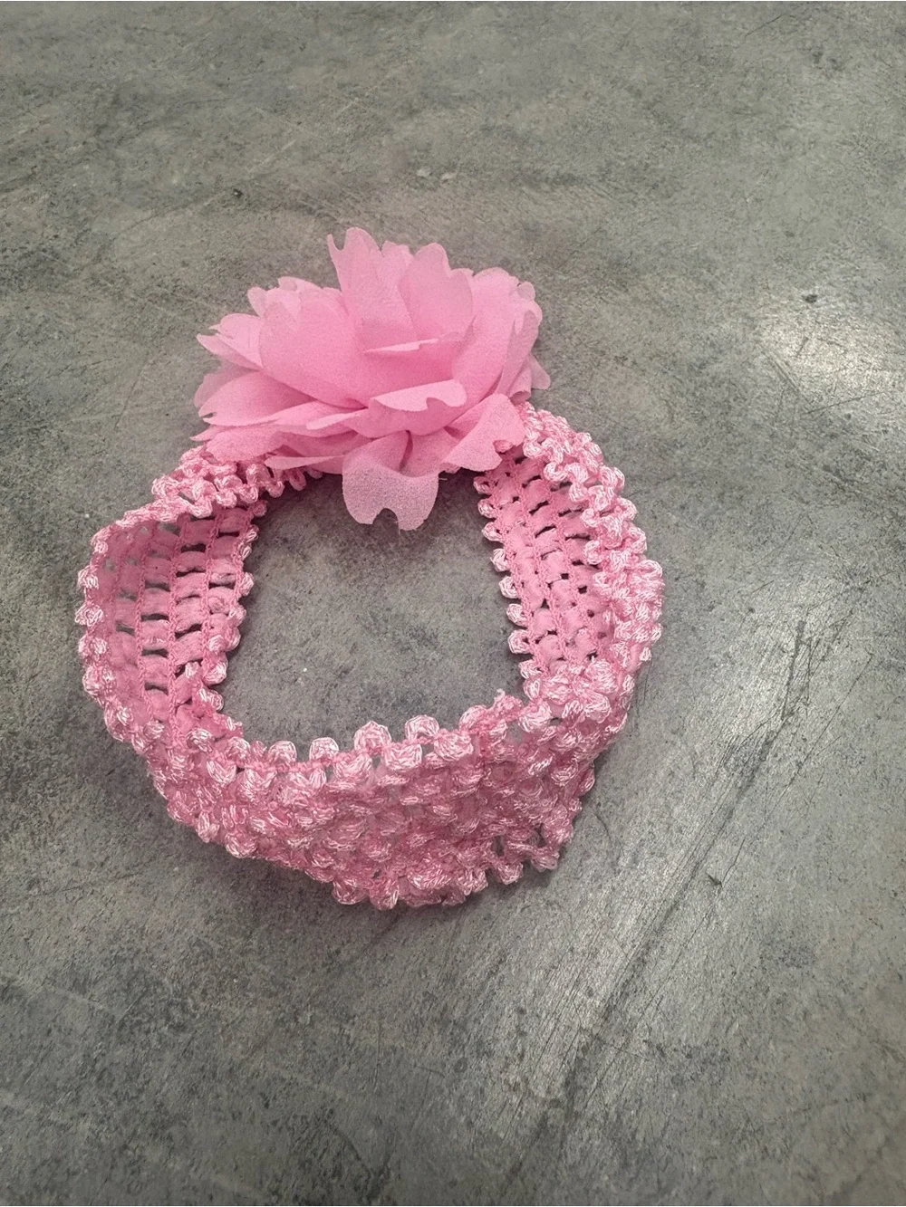Pink Stretch Fabric Baby Girls Headband w/ Flower Accent, Solid, One Size